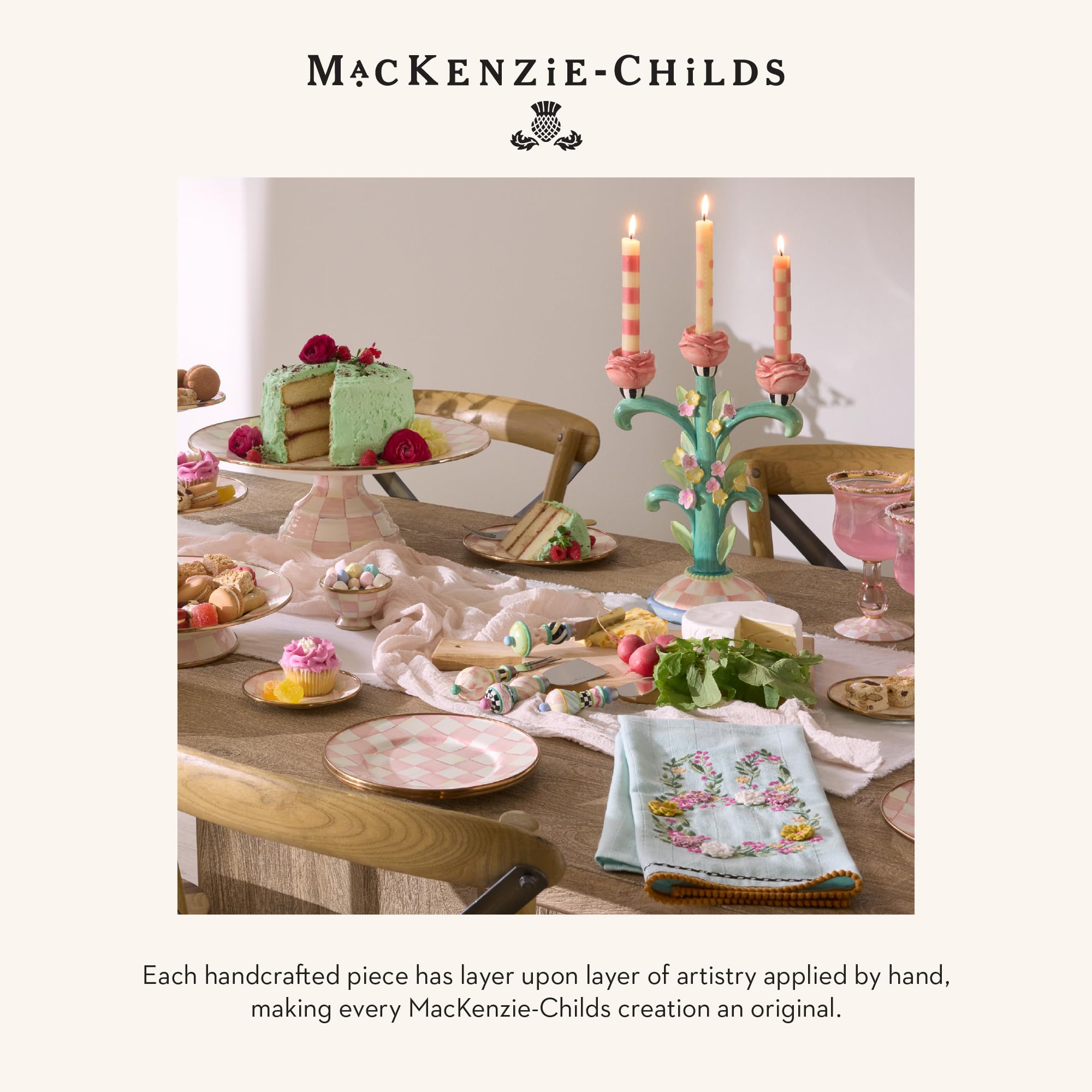 Amazon.com: MACKENZIE-CHILDS Set of 2 Rosy Meadow Lady Ceramic